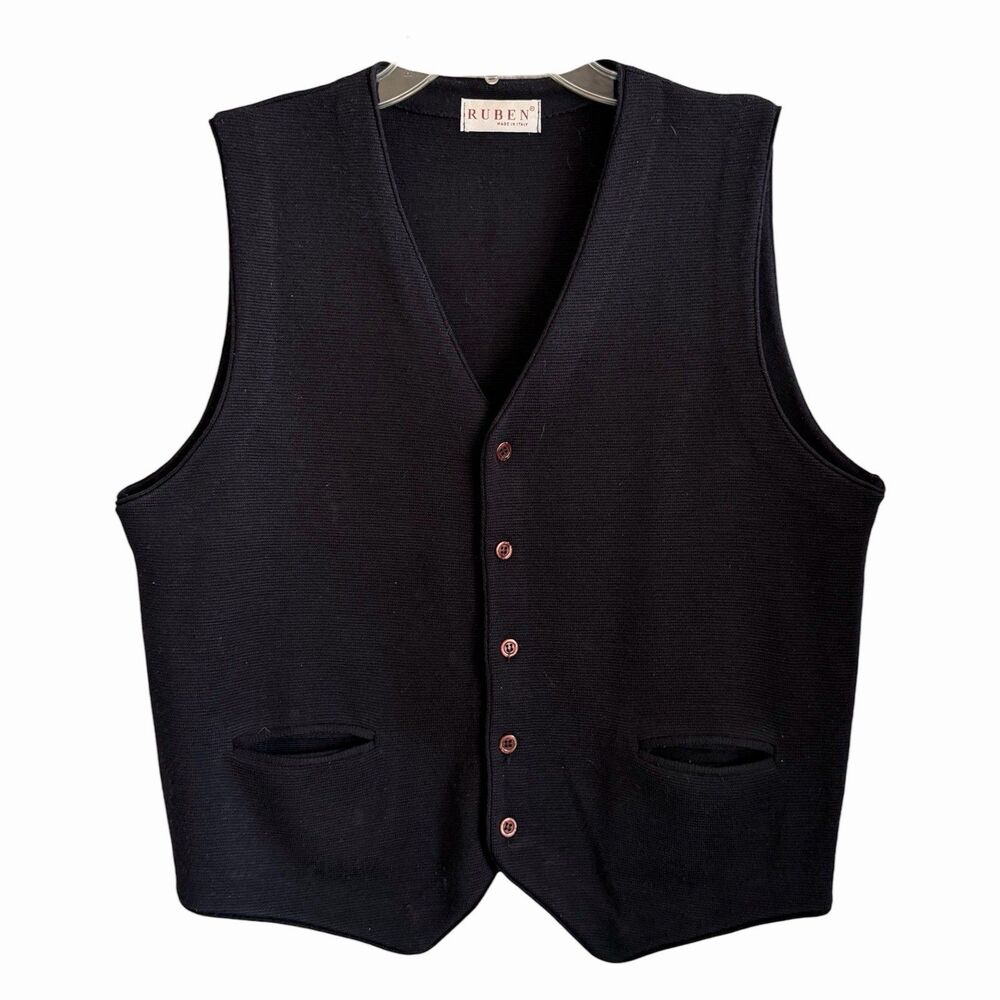 Ruben Merino Wool Vest Mens M Heritage Preppy Academia Old Money Made in Italy